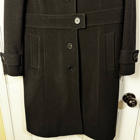 Y2K Era Liz Claiborne Black Button-Up Wool Blend Coat - Picture 4 of 7